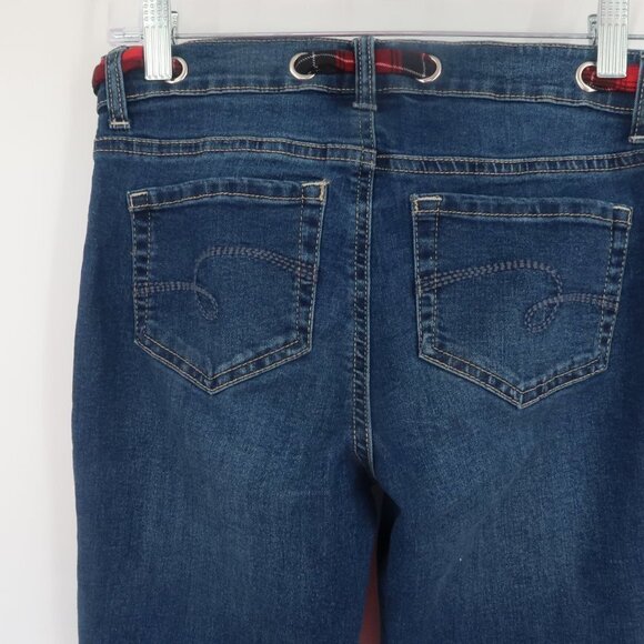 Justice Girls Distressed Skinny Jeans with Plaid Belt Size 14 - Picture 9 of 12